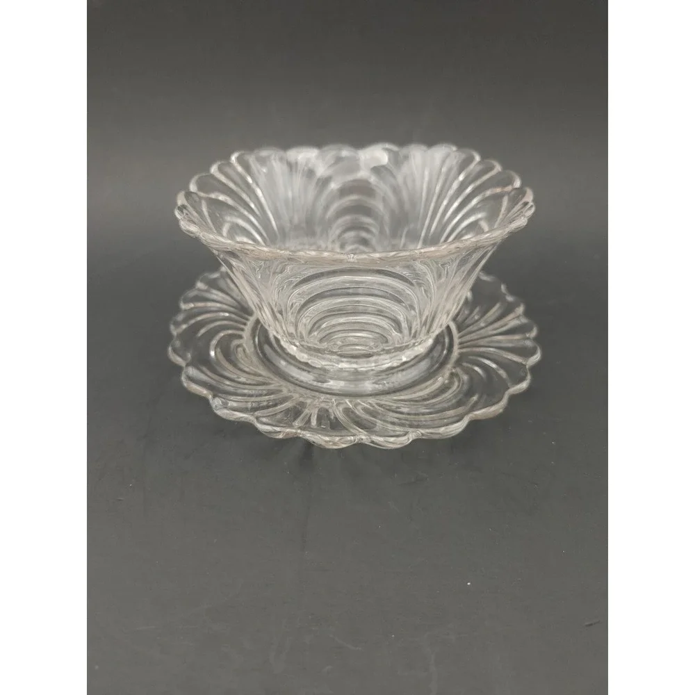 Vintage Cambridge‎ Caprice Clear Glass Mayo Relish bowl & underplate Set